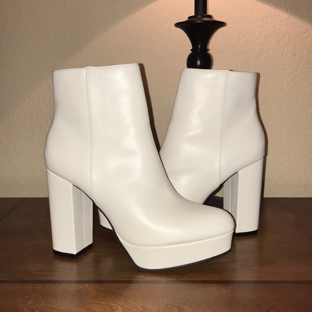 White platform booties